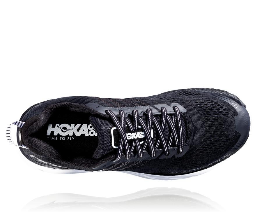 Hoka One One Walking Shoes Womens Black/White - Clifton 6 - 91460QHYV